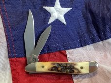Case Brothers Peanut Knife (MDL# 5220 SS) w/ Great Stag Handles -NOS in Mint Condition