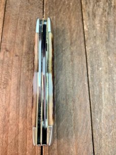 Queen Master Cutler Collection Gunstock Jigged Brown Bone Stainless Steel Blades 1979