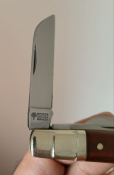 Tree Brand Boker 6 blade Congress  w/ waterfall or “step bolsters, Nice handle