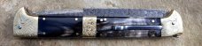 13" Double Eagle Picklock Switchblade. Damascus Blade and Buffalo horn handles.