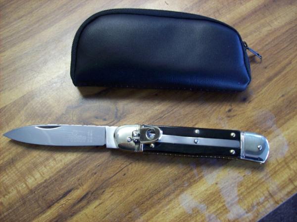 Vintage Hubertus Knife West German Large Size 11 Black Ebony Fileworked UNUSED