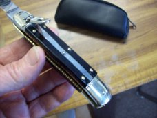 Vintage Hubertus Knife West German Large Size 11 Black Ebony Fileworked UNUSED