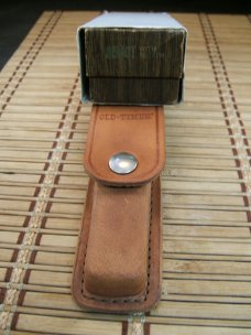 SCHRADE OLD TIMER 858 LUMBERJACK LARGE OLDER HIGH CARBON STEEL POCKET KNIFE W/BOX, SHEATH & PAPERS 