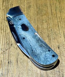 Rosecraft Blades Modern Traditional Clinch River Swayback w/ Grey bone scales and Wharncliffe blade