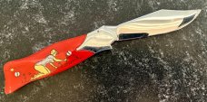 Unique Russian Prison Knife (RPK) Switchblade, Hand Painted Pin Up Girl Handle, Used 