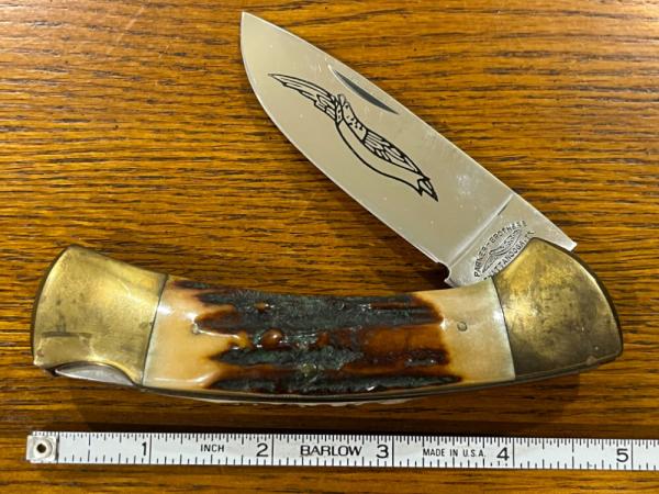 Parker-Brothers K115 Single-Blade Lockback Knife w/Jigged & Gnarly Stag Scales