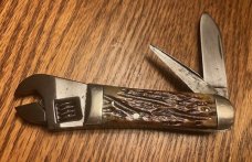 OLD RARE RARE CATTARAGUS ROGERS BONE HANDLES WRENCH KNIFE