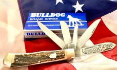 1998 Bulldog Brand ODKCA 5 Blade Trapper w/ Great Stag Handles -NOS & NM