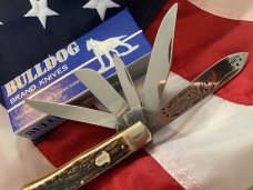 1998 Bulldog Brand ODKCA 5 Blade Trapper w/ Great Stag Handles -NOS & NM