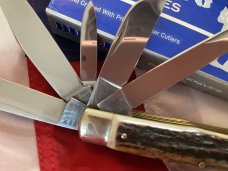 1998 Bulldog Brand ODKCA 5 Blade Trapper w/ Great Stag Handles -NOS & NM