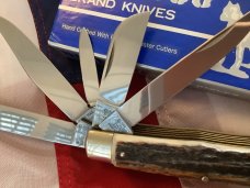 1998 Bulldog Brand ODKCA 5 Blade Trapper w/ Great Stag Handles -NOS & NM