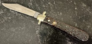 Rare Derby Guard George Schrade Knife Co Presto Switchblade, Bone Handle, Used