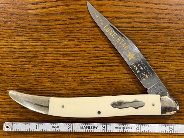 Fight'n Rooster Ltd Ed 1984 "Lone Star Knife Club" Toothpick w/Ivory Delrin Scales PROTOTYPE Germany