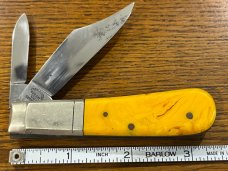 Fight'n Rooster Frank Buster Ltd Ed Pre-1982 "Country Gentleman" 2-Blade Barlow Knife w/Yellow-Orang