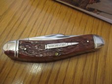 Winchester 270 Cartridge Shield Series Burnt Orange Jigged Bone  4 Blade Sowbelly Pattern# W18 49116