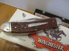 Winchester 270 Cartridge Shield Series Burnt Orange Jigged Bone  4 Blade Sowbelly Pattern# W18 49116