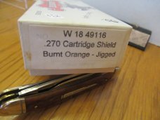 Winchester 270 Cartridge Shield Series Burnt Orange Jigged Bone  4 Blade Sowbelly Pattern# W18 49116