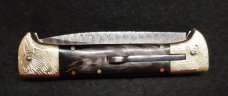 9" Handmade Double Eagle Switchblade with Damascus Blade 