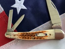 2004 Case xx Whittler (6355 WH)  Corn Cob Cut Brown Bone Handles -made in USA +American Flag shield