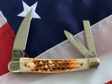 2004 Case xx Whittler (6355 WH)  Corn Cob Cut Brown Bone Handles -made in USA +American Flag shield