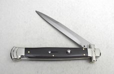 NEW A.G.A. CAMPOLIN 11" AUTOMATIC MALTESE AFRICAN EBONY WOOD SOLID NICKEL SILVER BOLSTERS, W/BOX