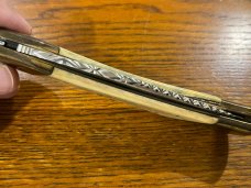 Parker & Son K405 Mountains Scrimshaw Lockback w/Smooth Bone Scales & Custom Filework on Blade & Spr