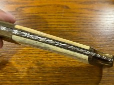 Parker & Son K405 Mountains Scrimshaw Lockback w/Smooth Bone Scales & Custom Filework on Blade & Spr