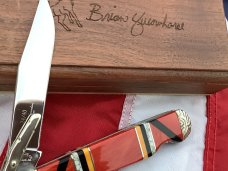Queen "Brian Yellowhorse" #24 of 40 Swing guard Cheetah Knife W/ Great Stonework W/ Lion Shield