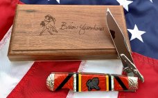 Queen "Brian Yellowhorse" #24 of 40 Swing guard Cheetah Knife W/ Great Stonework W/ Lion Shield