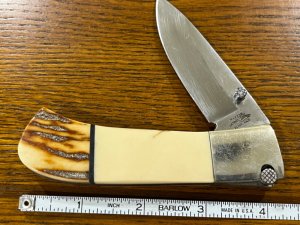 Parker Bench Made Single-Blade Lockback Button Lock Folding Knife w/Smooth & Jigged Bone Scales Japa