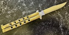 Vintage SKGF Golden Forge Balisong aka Butterfly Knife, Japan, Nice Brass Handle, Used 
