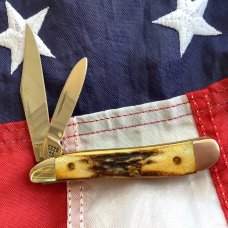 Case xx Early 1990s Peanut Knife (MDL# 5220 SS) w/ Great Stag Handles -NOS in M/NM Condition