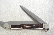 NEW AGA CAMPOLIN 12" AUTOMATIC SICILIANO RING PULL GENUINE STAG 4 MIL BLADE NICKEL SILVER BOLSTERS