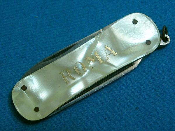VINTAGE ROMA INOX EQUAL END LOBSTER CLASP POCKET WATCH FOB FOLDING POCKET KNIFE KNIVES OLD