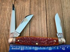 Robeson Mastercraft by Queen Cattle Stockman Knife Amber Jigged Bone 1 of 200