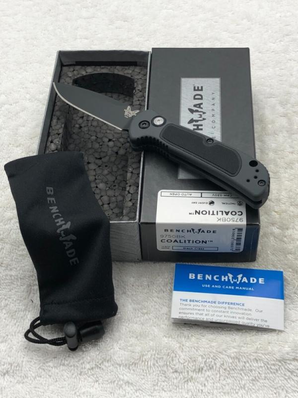 Benchmade 9750BK Coalition Push Button Automatic Knife NIB Made In USA Discontinued Benchmade 9750BK Coalition Push Button Automatic Knife NIB Made In USA Discontinued