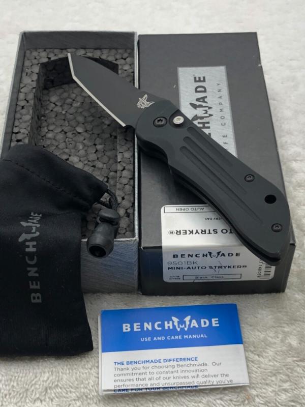 Benchmade 9501BK Mini Auto Stryker Push Button Automatic Knife NIB Made In USA Discontinued Benchmade 9501BK Mini Auto Stryker Push Button Automatic Knife NIB Made In USA Discontinued