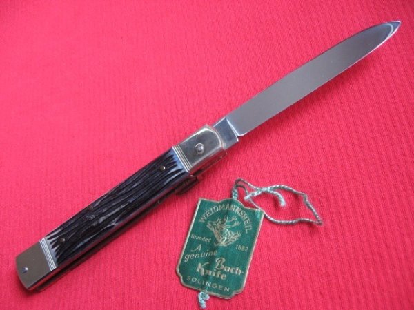 Vintage German WEIDMANNSHEIL Worm Grove Bone Leverlock Switchblade Knife