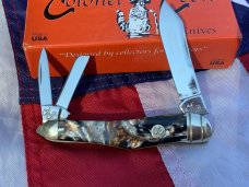 Colonel Coon (by Queen) Humpback Whittler Pocket Knife w/ Nice Prater? Synthetic Handles -NOS
