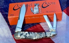 Colonel Coon (by Queen) Humpback Whittler Pocket Knife w/ Nice Prater? Synthetic Handles -NOS