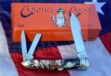 Colonel Coon (by Queen) Humpback Whittler Pocket Knife w/ Nice Prater? Synthetic Handles -NOS