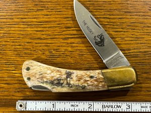 Parker Cut. Co. "The Husky" Lockback w/Smooth Bone Scrimshaw Scales Japan