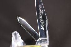 Queen Cutlery 1999 NKCA Youth Knife Green Bone Mini Trapper