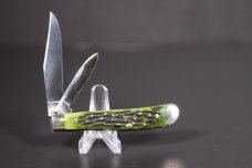 Queen Cutlery 1999 NKCA Youth Knife Green Bone Mini Trapper
