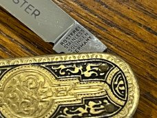 Fight'n Rooster Frank Buster 3-Blade Lobster Knife w/Gold Platted Metal Scales Germany