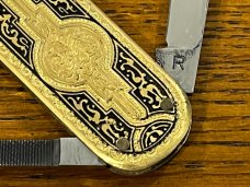 Fight'n Rooster Frank Buster 3-Blade Lobster Knife w/Gold Platted Metal Scales Germany