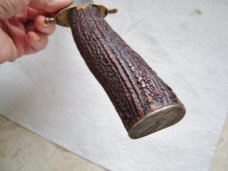 LARGE ELK STAG STRAIGHT KNIF FANCY PIONEER TYPE SHEATH