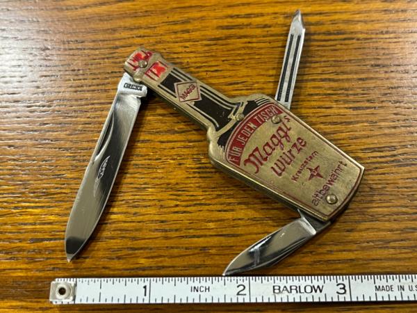 Parker Maggi's Wurze 3-Blade Pocket Knife w/Brass Maggi's Wurze Scales Germany 