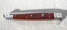 AGA CAMPOLIN 12" AUTO ITALIAN SICILIANO FIGHTING KNIFE SANTOS MAHOGANY WOOD 4 MIL BLADE N/S BOLSTERS