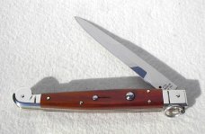 AGA CAMPOLIN 12" AUTO ITALIAN SICILIANO FIGHTING KNIFE SANTOS MAHOGANY WOOD 4 MIL BLADE N/S BOLSTERS